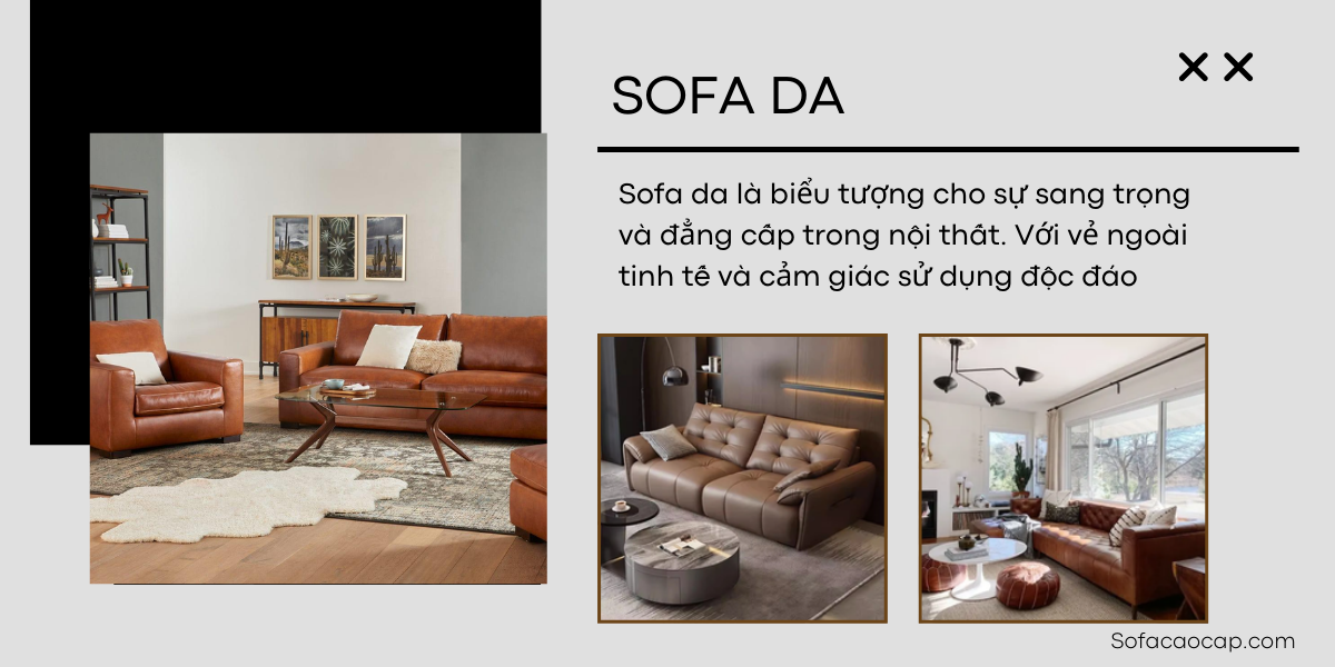 Sofa da thiết kế tinh tế, phù hợp với mọi không gian nội thất