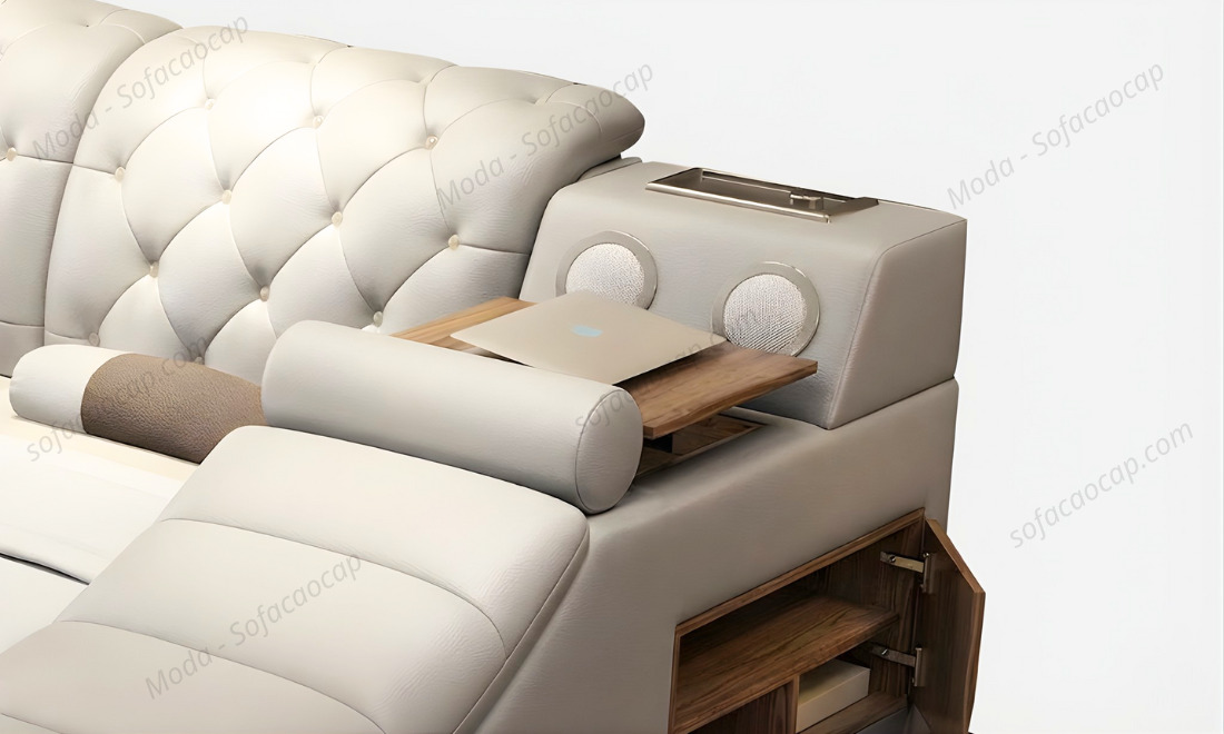 Giường ghế massage có bàn gỗ nâng hạ đầu giường 