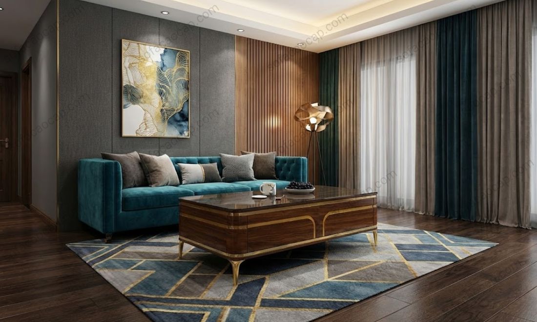 Mẫu 2 - Bàn trà gỗ MDF màu nâu kích thước 1,2m x 0,6m