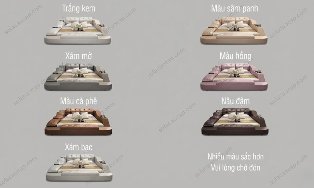 Giường thông minh tích hợp ghế massage GM45 sở hữu bảng màu đa dạng 
