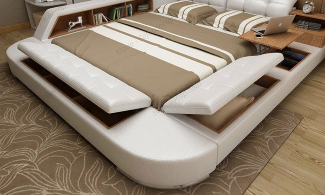 Em giường ngủ thông minh hiện đại này có nhiều chỗ để anh chị đựng, cất đồ đạc 