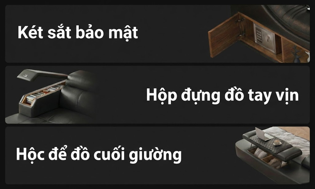 Các nơi để đồ của giường ghế massge đa năng GM36