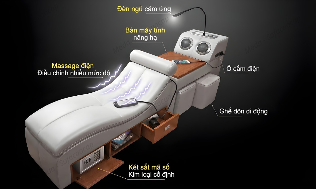 Giường ngủ đa năng hiện đại GM038 tích hợp ghế mát xa điện cao cấp