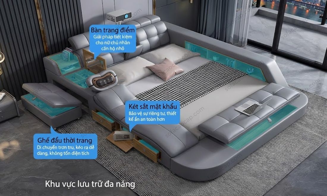 Một số tiện ích phụ khác đi kèm trên giường mát xa cao cấp GMX044