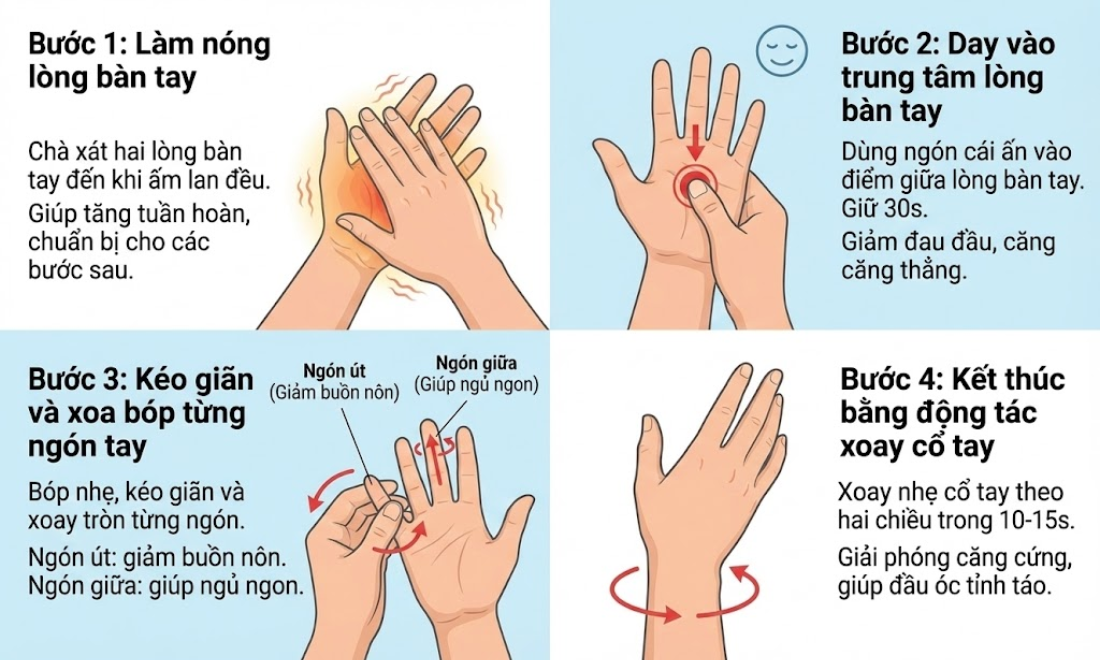 Chỉ với 4 bước đơn giản, bạn sẽ không còn đau đầu hay buồn nôn mà chẳng phải động đến thuốc