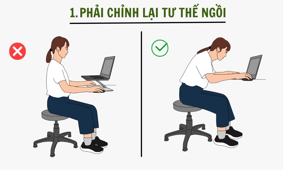 Điều chỉnh lại tư thế ngồi là cách giảm đau lưng khi ngồi lâu bạn cần làm đầu tiên 