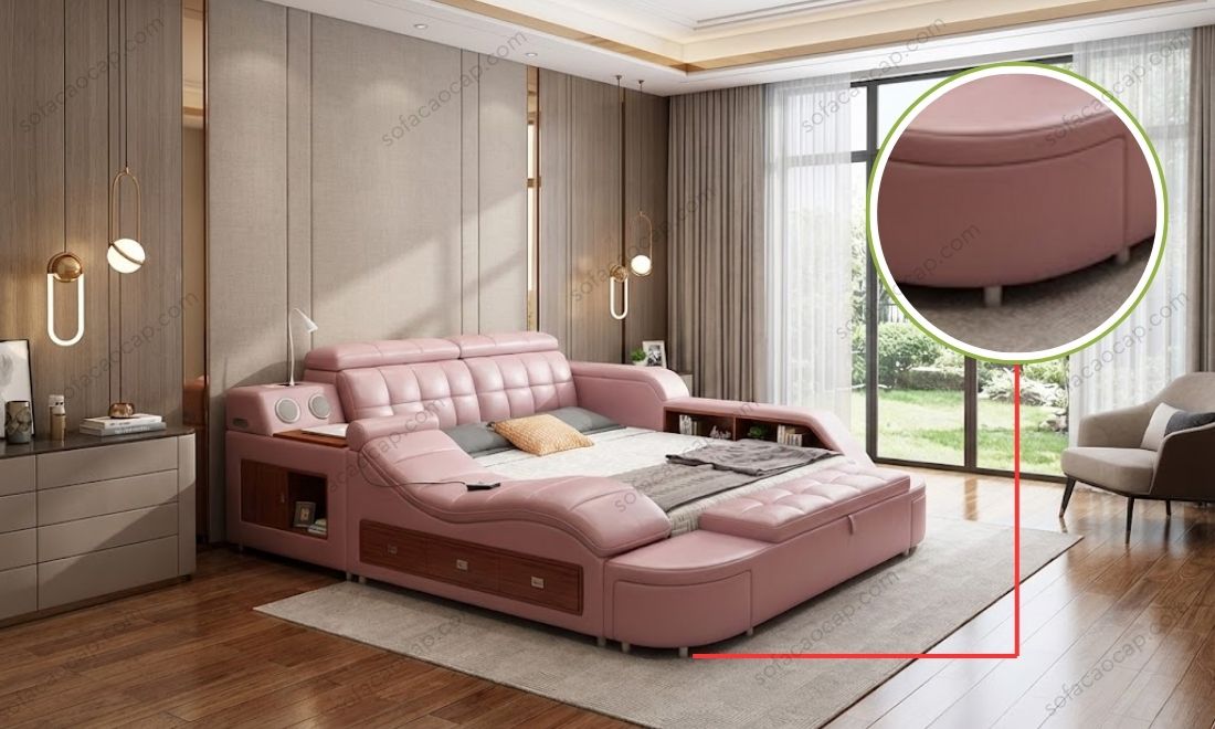 Giường ngủ massage cao cấp GMX 046 có phần chân làm bằng kim loại 