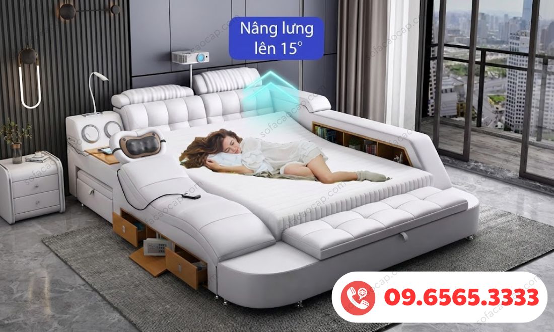 Chế độ nâng đệm phần lưng của giường ghế massage thông minh GMX022