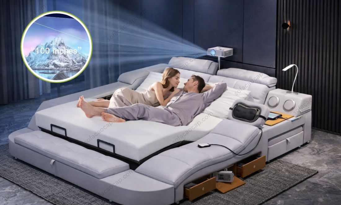 Thoải mái điều chỉnh độ cao đệm sao cho nằm xem phim đủ thoải mái từ 8h tối đến 12h đêm mà vẫn không lo ngày mai bị đau nhức người 