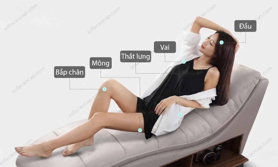Ghế massage của giường ngủ thông minh GM45 tác động đa điểm, giúp toàn bộ cơ thể giải phóng mọi đau nhức, mệt mỏi, cải thiện cả thể chất lẫn tinh thần mỗi ngày 