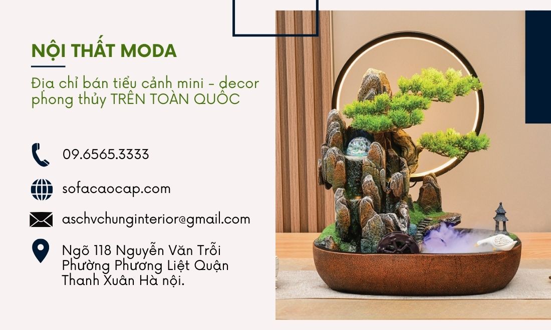 Nội Thất Moda không chỉ được biết tới là địa chỉ bán giường massage, giường ngủ thông minh uy tín mà còn là điểm đến của nhiều khách hàng khi cần mua tiểu cảnh mini để bàn và các món đồ decor phong thủy khác 