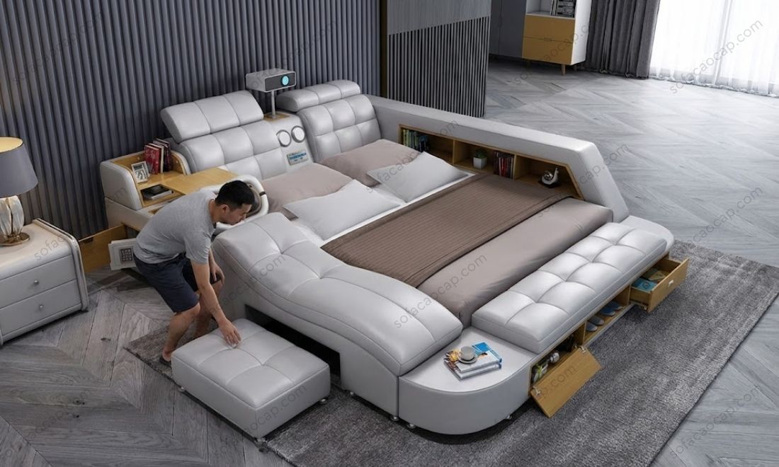 Khi cần có thể kéo ghế đôn ra để ngồi và đẩy lại vị trí ban đầu sau khi dùng xong 