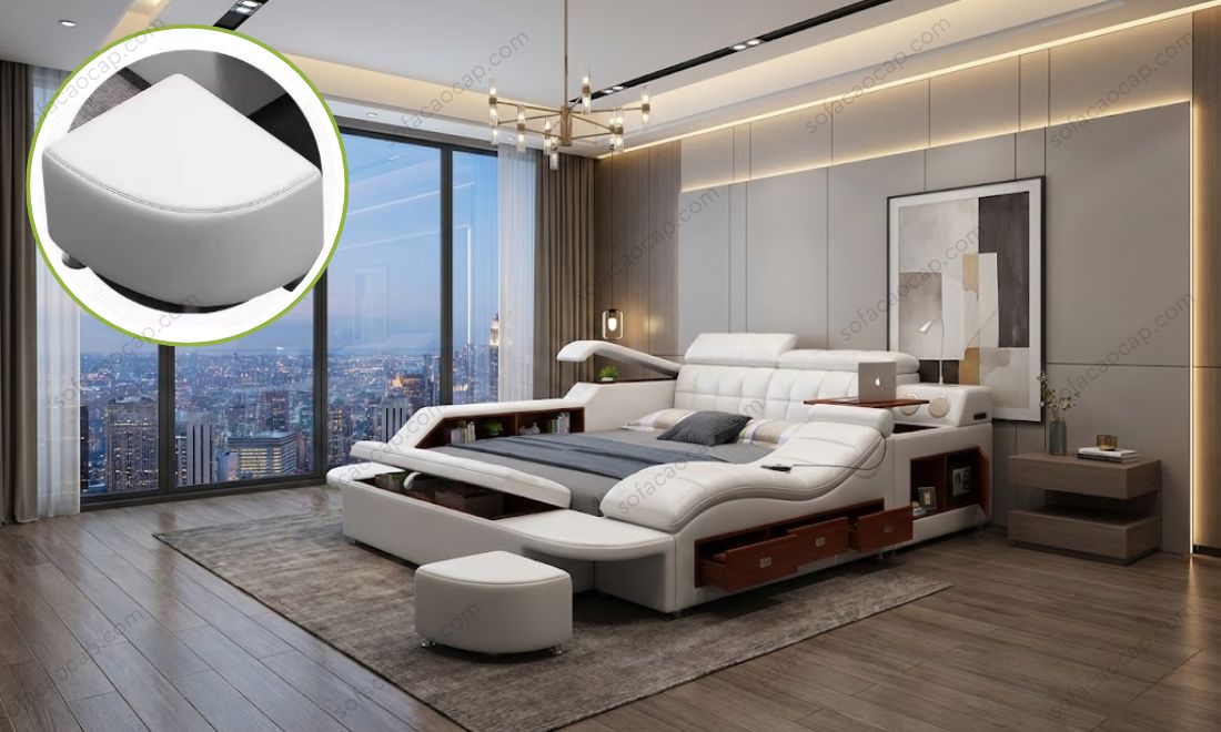 Giường ngủ thông minh đa năng GMX046 có ghế đôn hai bên cuối giường dễ dàng di chuyển 