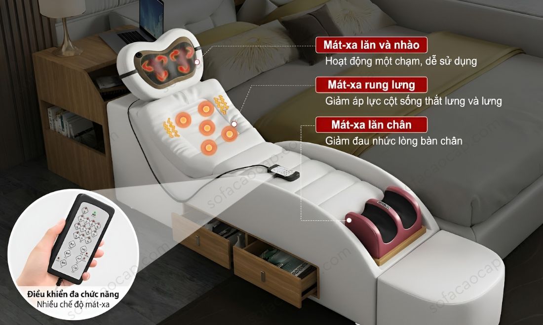 Giường ngủ đa năng giá rẻ GM24 đi kèm ghế mát xa toàn thân 