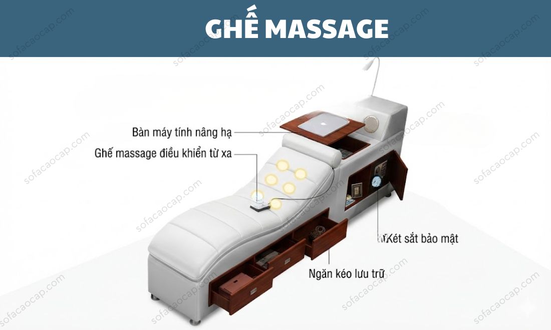 Giường ngủ thông minh GMX 046 tích hợp ghế massage bên hông giường 