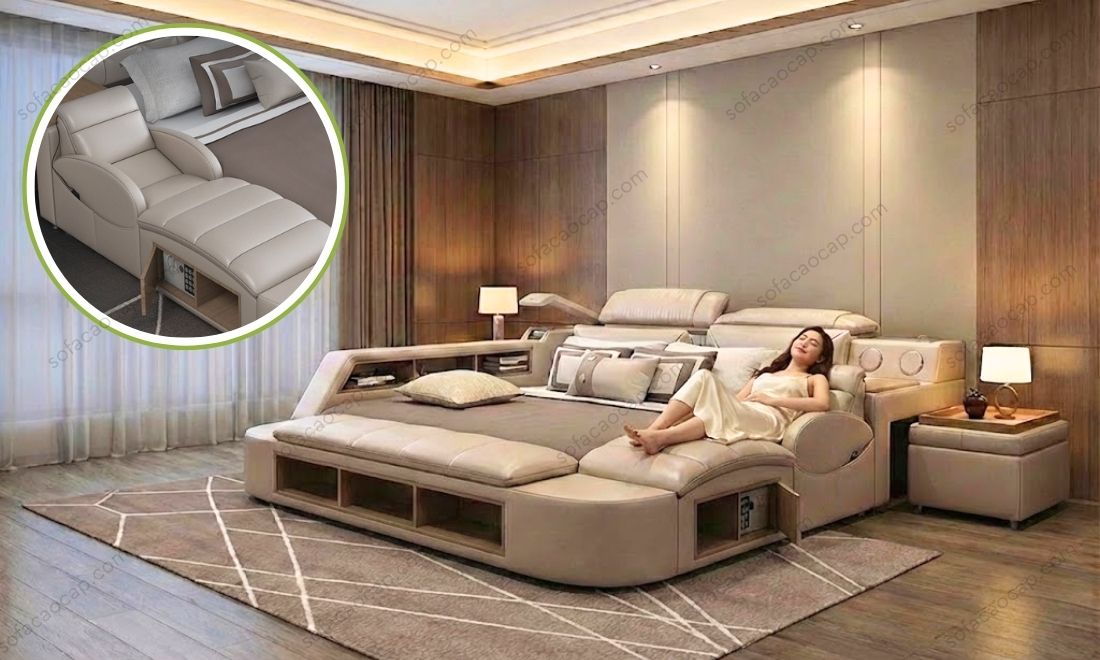 Ghế massage tay vịn với chất liệu thoáng khí, giúp thư giãn sâu mà không lo bí bách