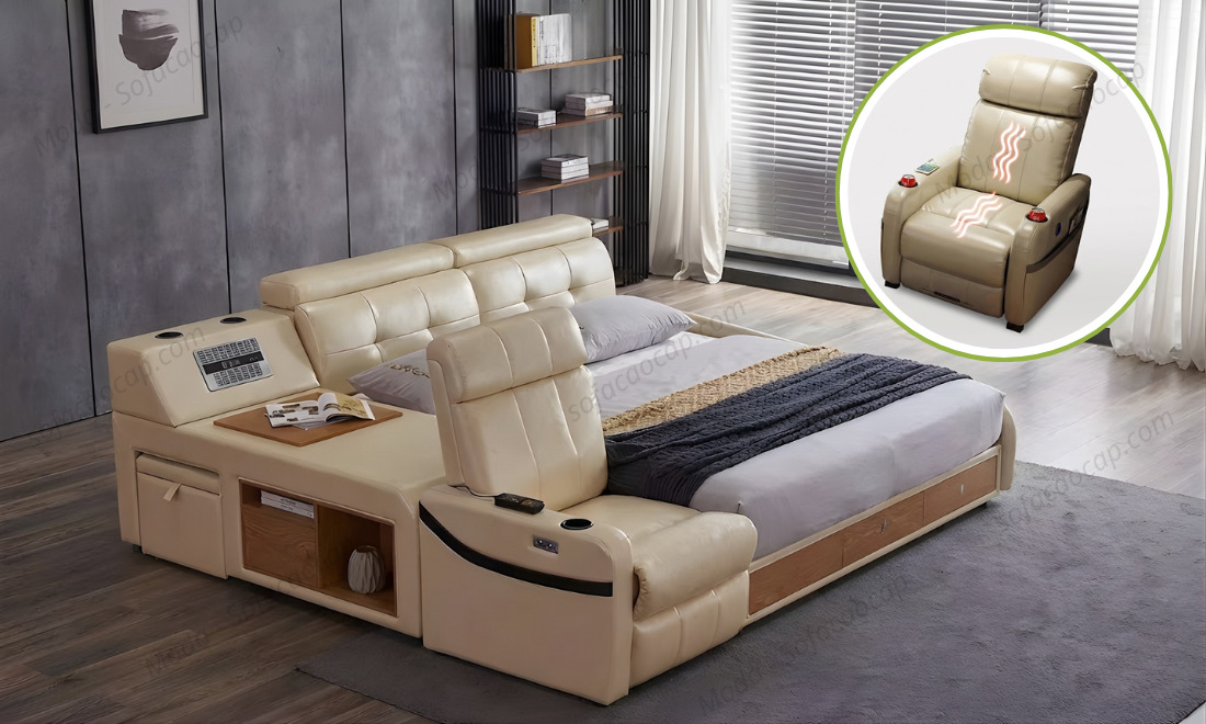 Ghế mát xa điện của giường thông minh đa năng GM039 có thể gập gọn phần đuôi lại 