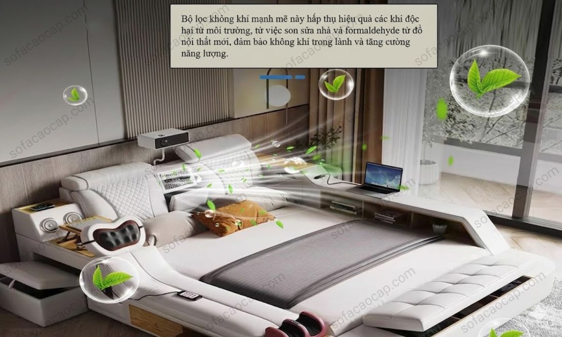 Cả nhà có thể an tâm hít thở sâu, ngủ thật ngon giấc vì máy lọc không khí trên giường của Moda lọc bụi, khí độc siêu đỉnh 