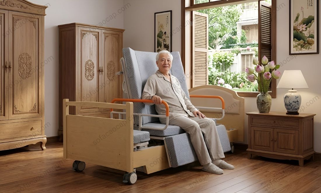 Giường cho người bệnh tại nhà với chức năng nâng hạ thông minh, giúp việc ngồi dậy và ăn uống trở nên nhẹ nhàng hơn bao giờ hết