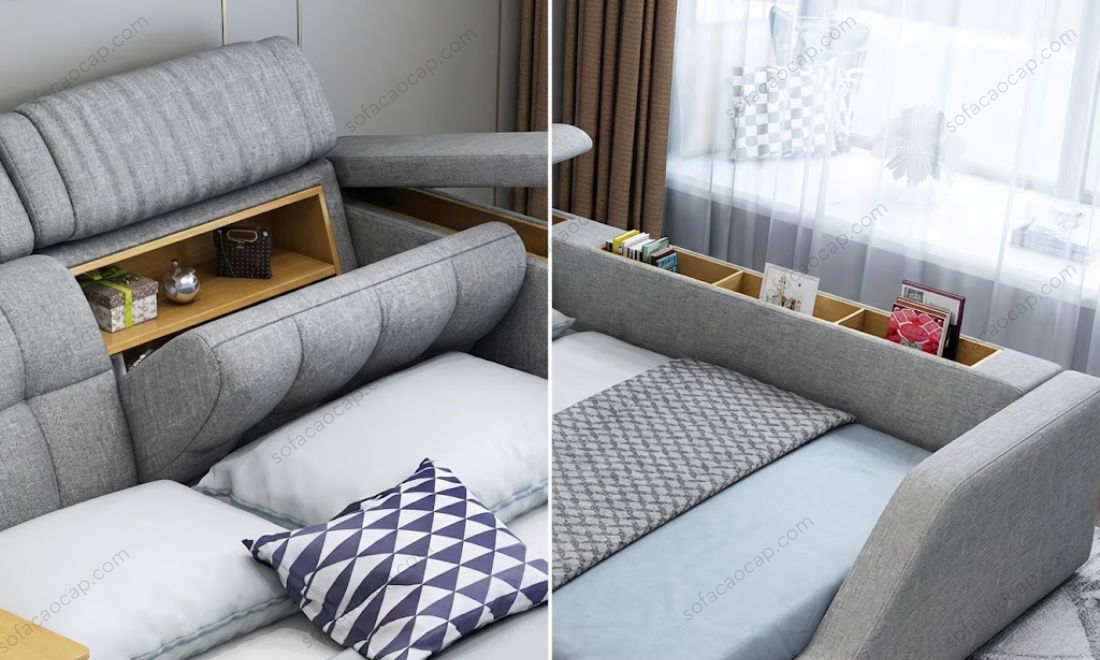 Tối ưu diện tích phòng ngủ nhờ các ngăn lưu trữ "vô cực" chạy dọc thân giường đa năng GMX050