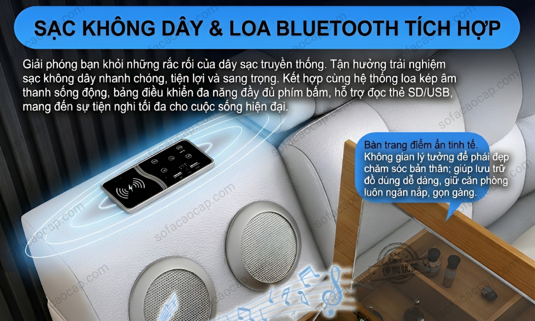 Loa bluetooth, sạc không dây, bàn trang điểm 