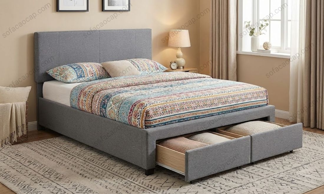 Mẫu giường ngủ có ngăn kéo phù hợp với chung cư, nhà diện tích nhỏ hẹp 