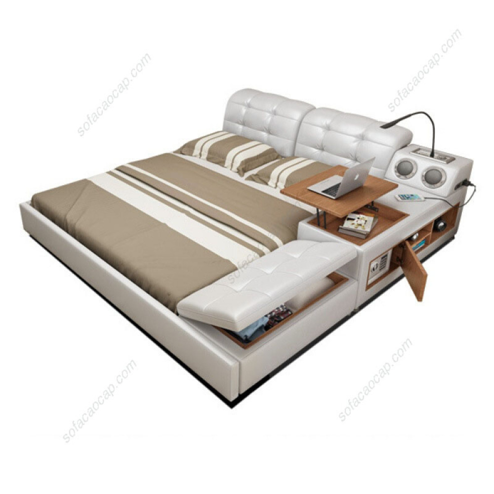 Giường ngủ thông minh cho phòng ngủ nhỏ gm035 màu trắng