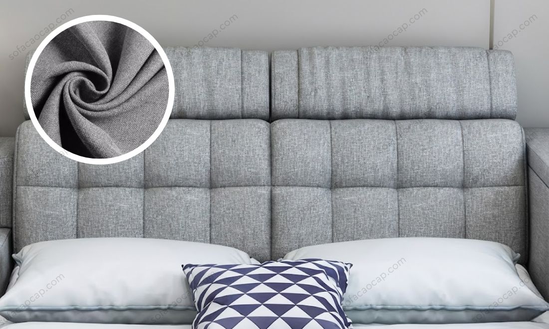 Cận cảnh bề mặt vải lanh cao cấp của siêu phẩm giường GMX050, mang lại sự thoáng mát và an toàn tuyệt đối cho làn da.