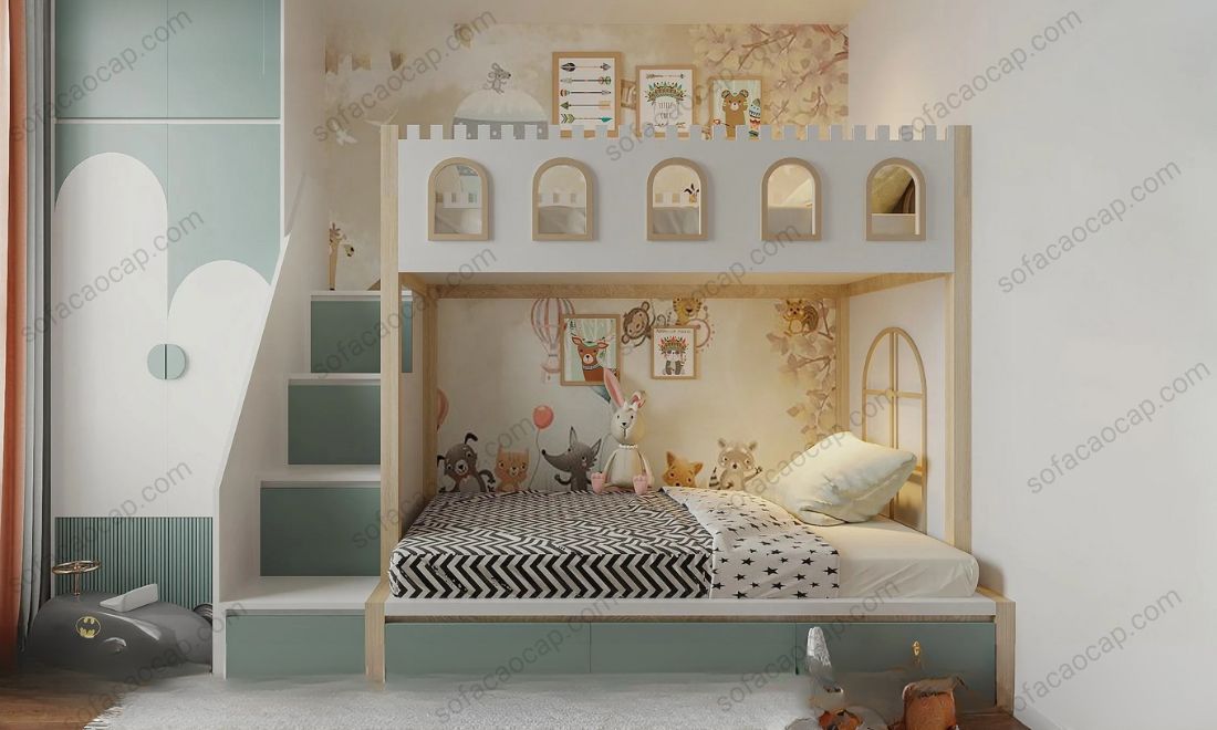 Giường tầng dành cho bé trai lẫn bé gái 