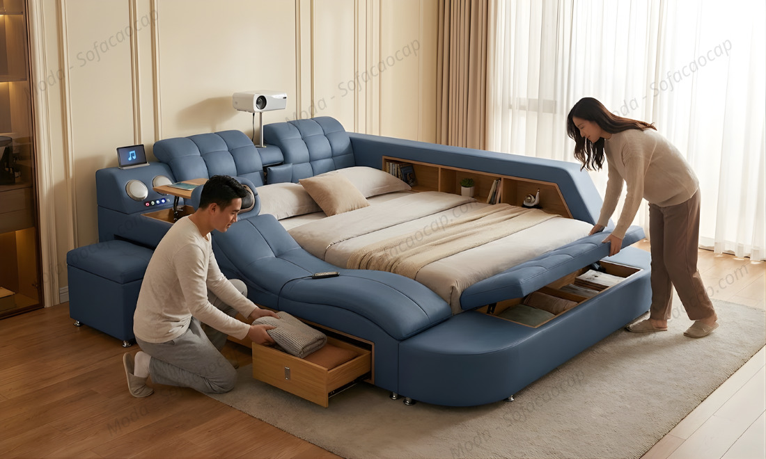 Hình ảnh giường thông minh cao cấp thế hệ mới GM040 tại nhà vợ chồng chị Thu, anh Hải 