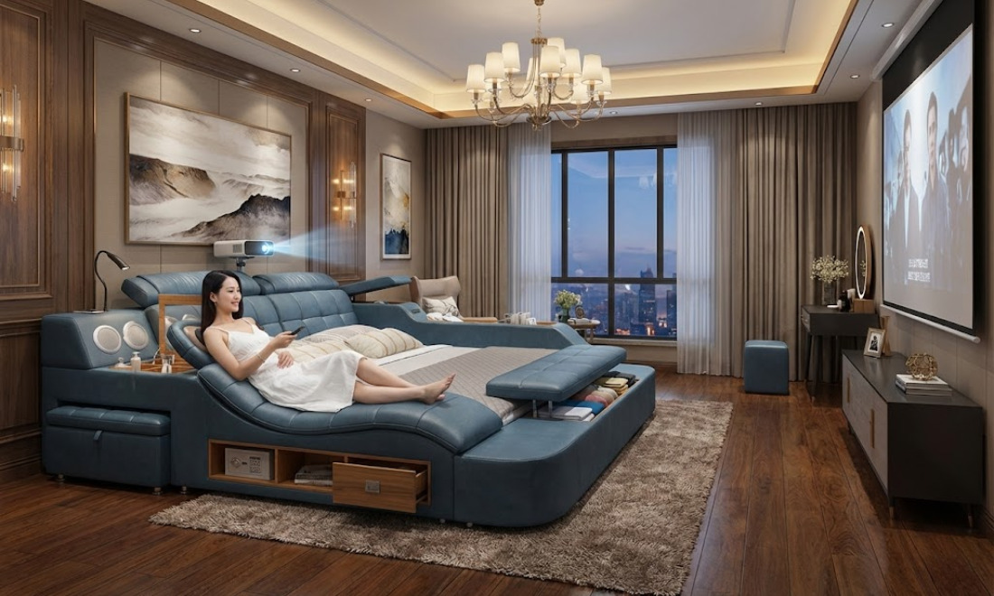 Chị Hoa (32 tuổi, Mỹ Đình), nhân viên BĐS, đang tận hưởng liệu trình massage và xem phim thư giãn sau một tuần làm việc bận rộn.