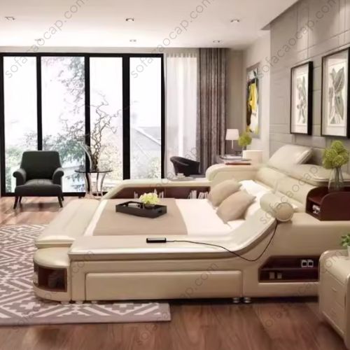 Giường ngủ thông minh GMX049 màu be