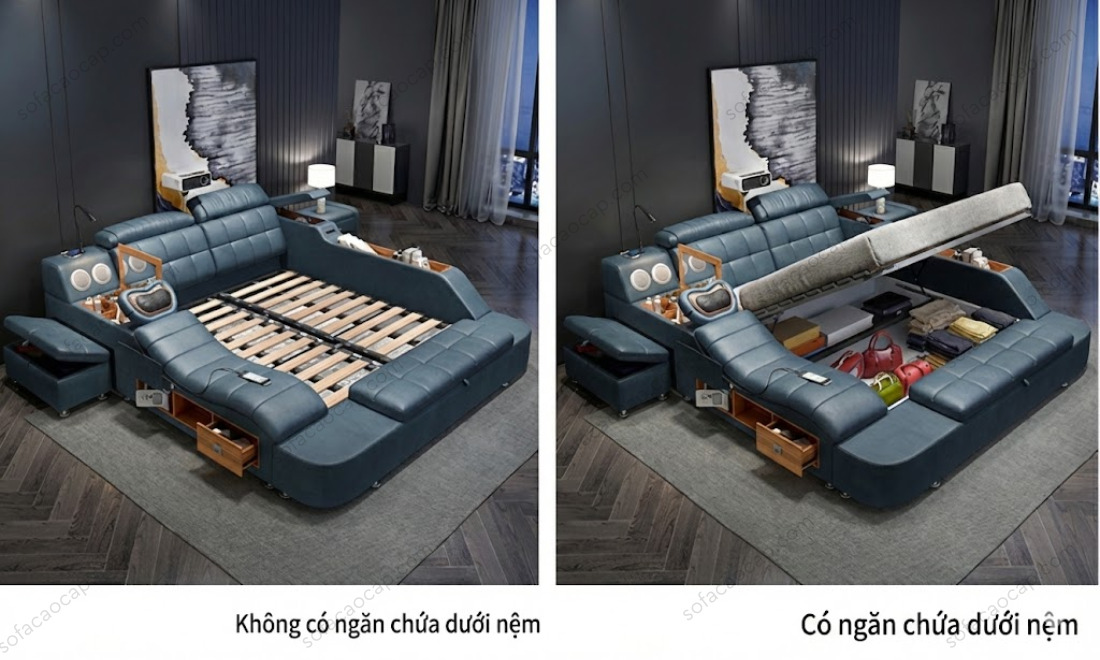 Giường thông minh đa năng GM043 có 2 phiên bản khung giường khác nhau 