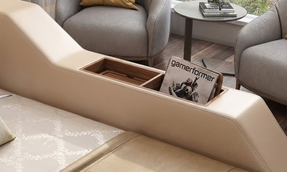 Giường ngủ massage cao cấp đa năng GM45 không thế các ngăn tủ để đựng đồ 