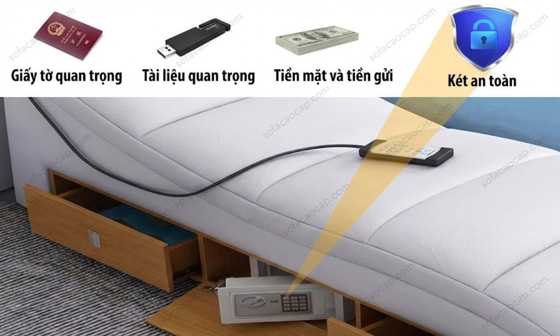 Giường massage GMX022 với két sắt mini chống trộm tốt 