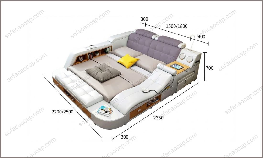 Kích thước giường massage thông minh kết hợp giường ngủ 