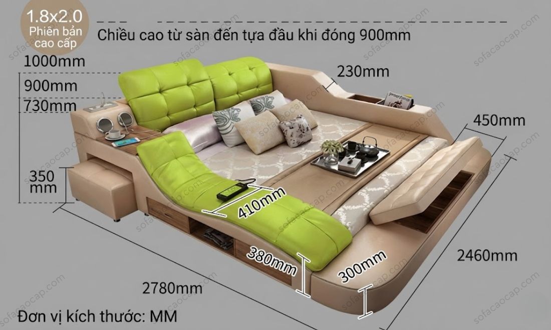 Giường ghế massage đa năng GM45 phiên bản 1.8*2m 