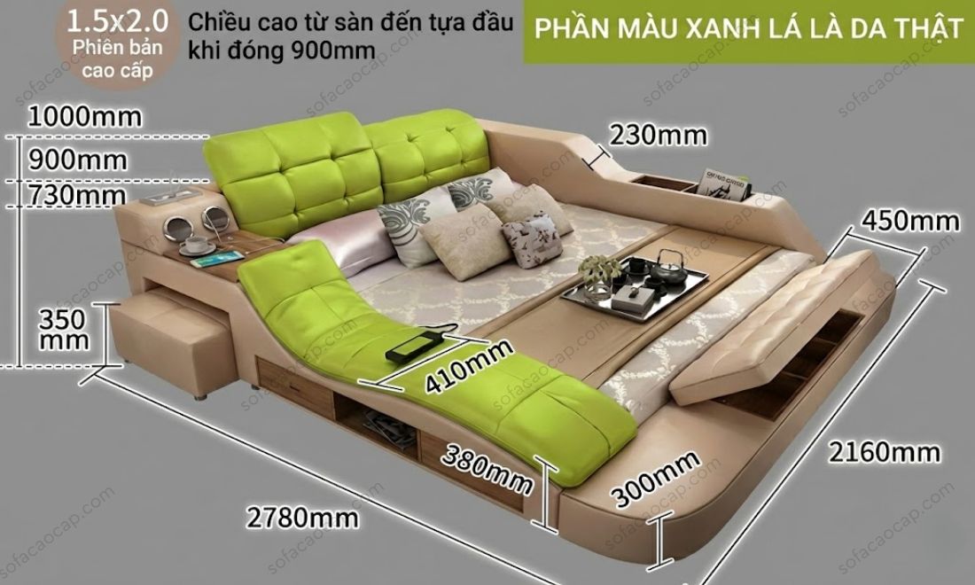 Giường ngủ massage GM45 phiên bản 1.5*2m