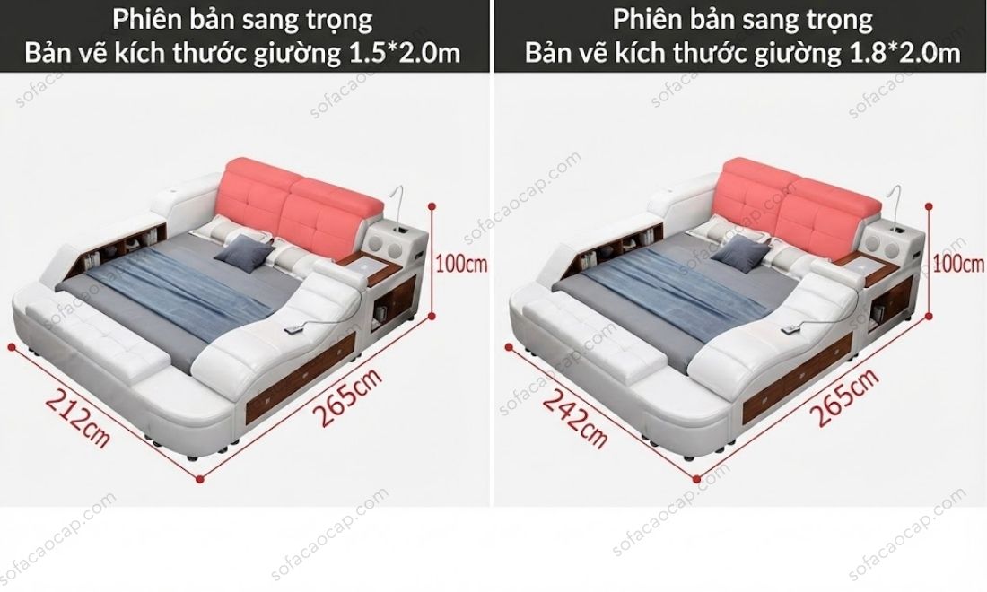 Kích thước của giường có ghế massage GMX 046 