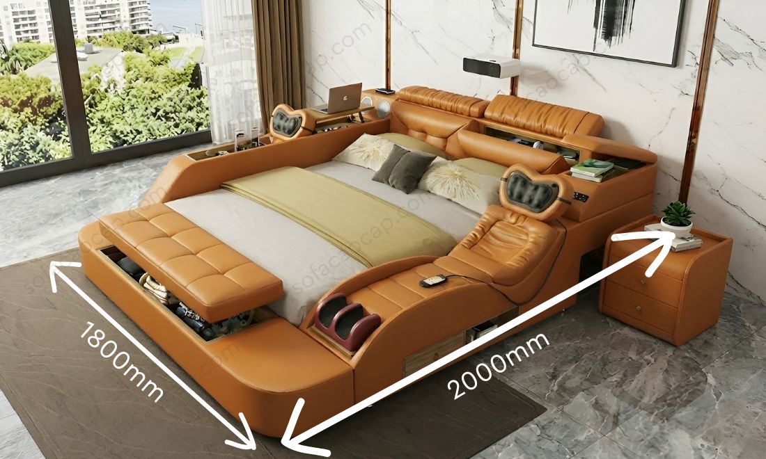 Kích thước 1.8*2m của giường ngủ tích hợp ghế massage GM24
