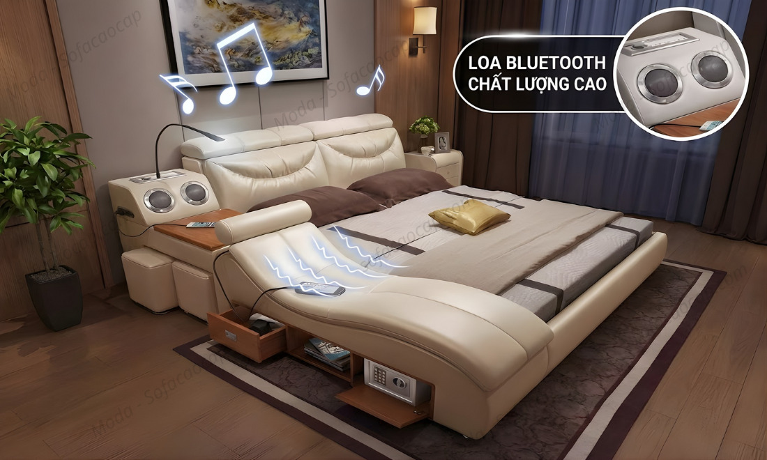 Giường ngủ cao cấp đa năng Gm038 đi kèm loa bluetooth sống động
