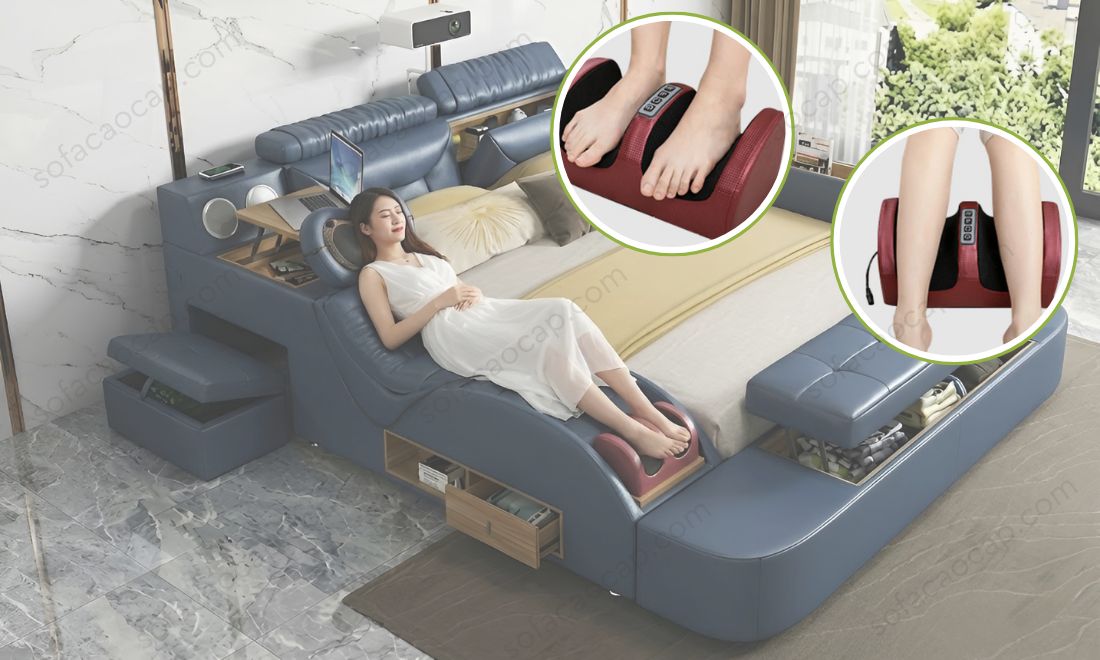 Giường đa năng cao cấp GM24 được trang bị cả bộ phận massage chân riêng biệt 