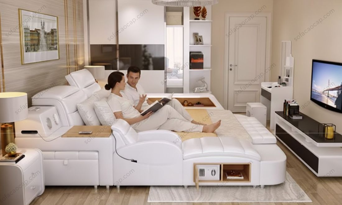 Mặt bên của giường có ghế massage thông minh GMX047