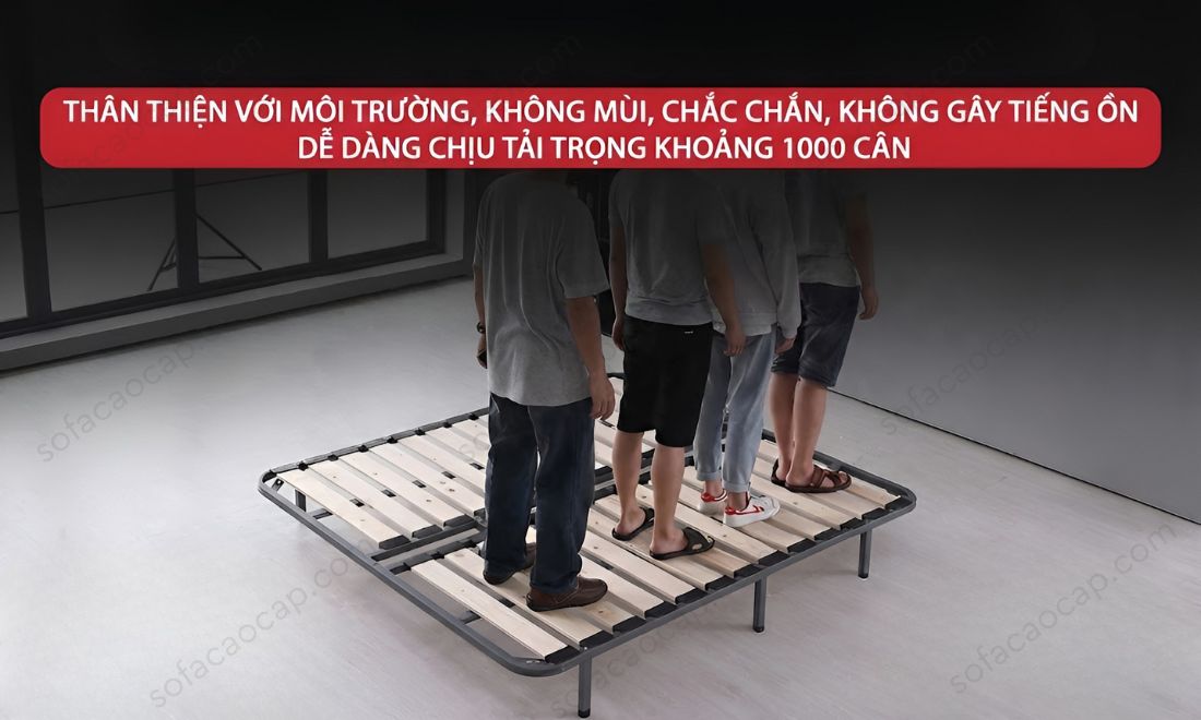 Phần khung bằng nan gỗ của giường ngủ thông minh GM24 được làm bằng chất liệu cao cấp: không mùi, an toàn cho cả trẻ nhỏ 
