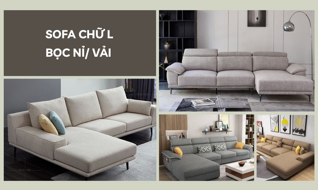 Sofa góc chữ L bọc nỉ hay vải sẽ có giá thành rẻ hơn sofa góc hình chữ L bọc da 