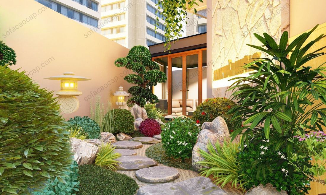 Có tiểu cảnh đặt vào giúp sân thượng trở nên xanh hơn