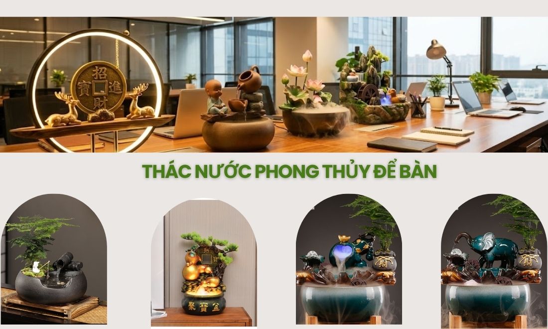 Thác nước phong thủy để bàn 