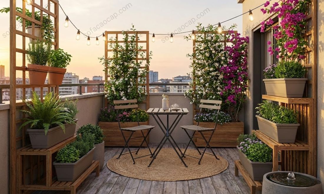 Tiểu cảnh sân thượng dành riêng cho không gian nhỏ 