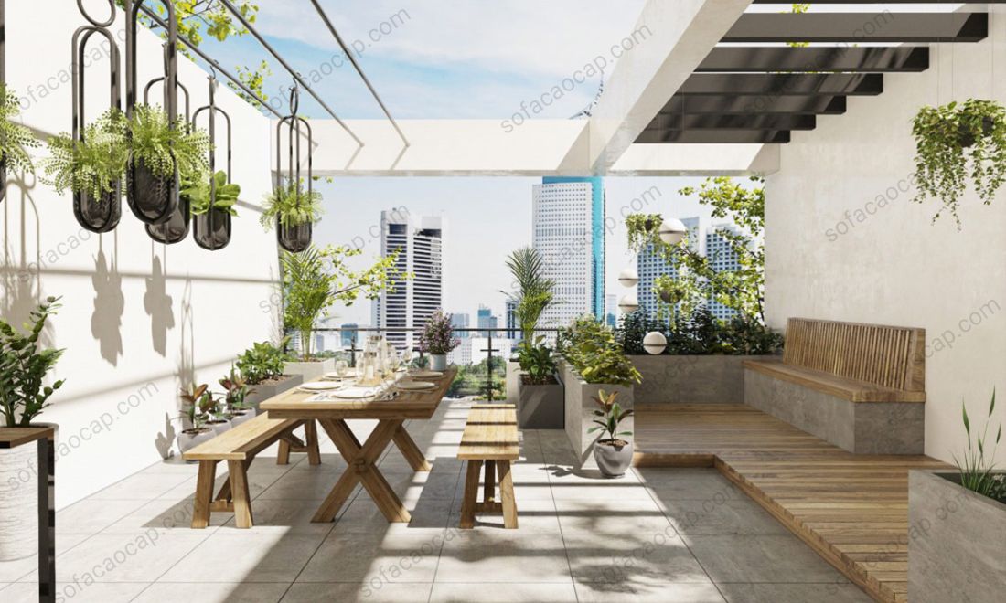 iểu cảnh sân thượng đẹp của biệt thự lớn