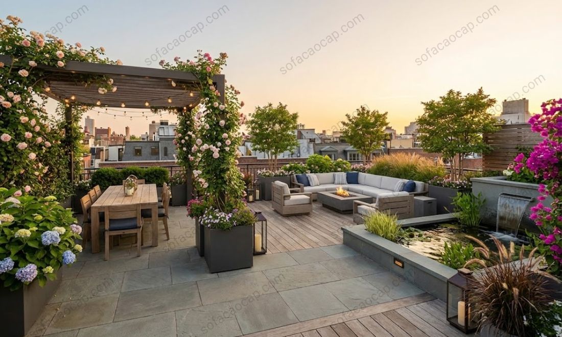 Tiểu cảnh sân thượng dành cho không gian lớn 
